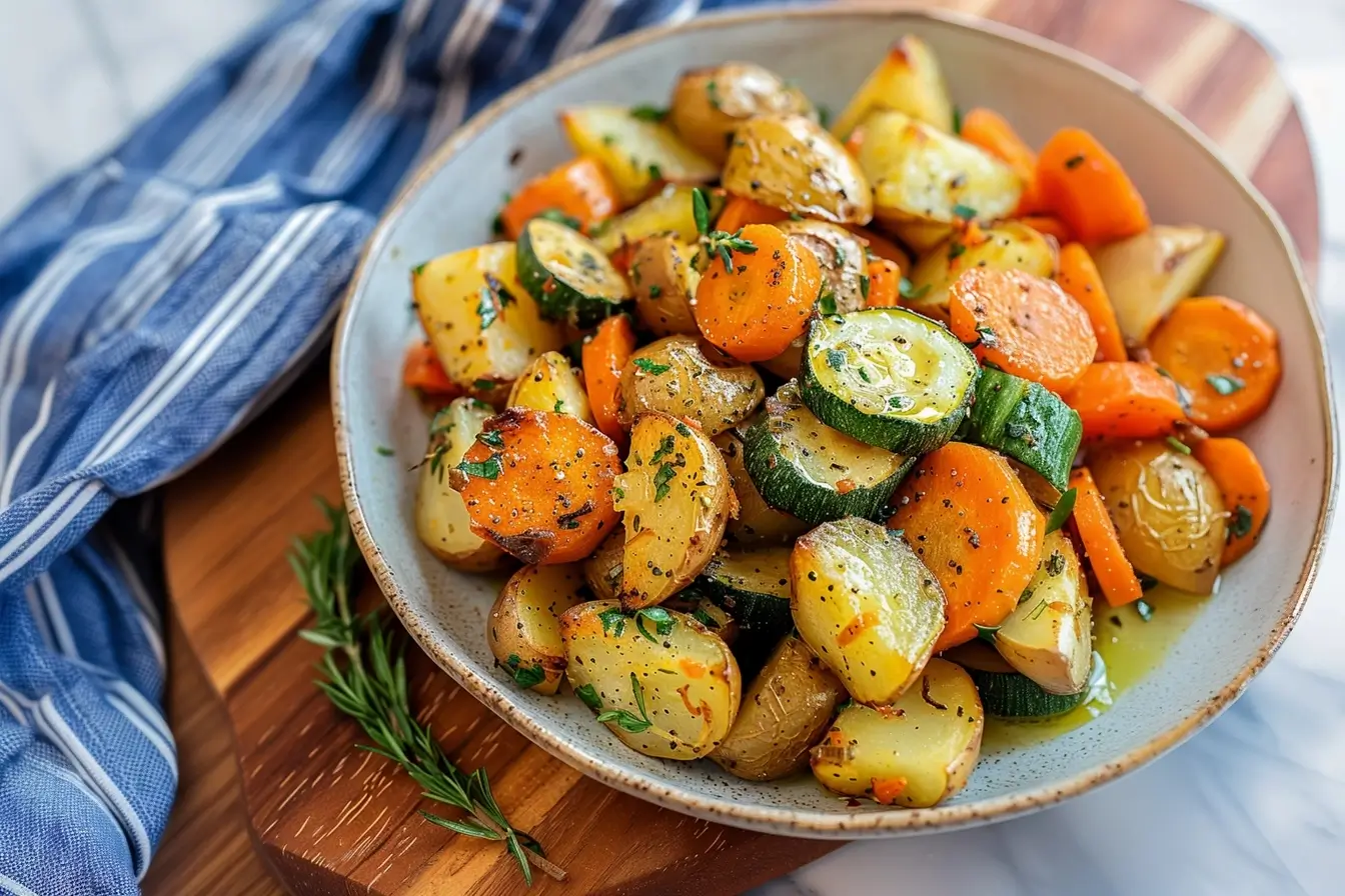 Garlic Herb Roasted Potatoes, Carrots, and Zucchini