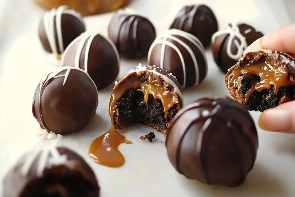 Pretzel Oreo Balls Stuffed with Salted Caramel